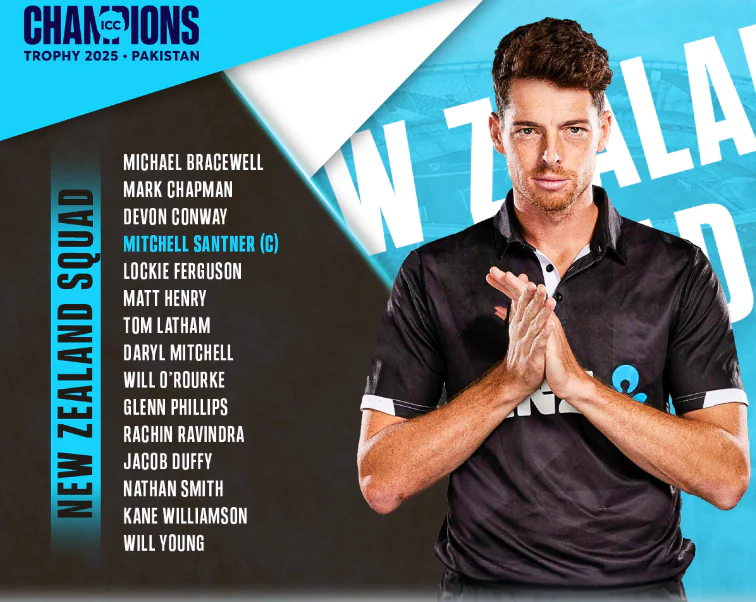 New Zealand Squad For Champion Trophy 2025